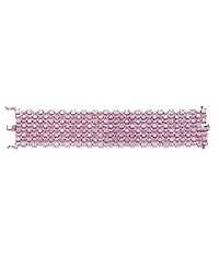 Genevive Sterling Silver 18K Rose Plated Pink Cubic Zirconia 8-Row Tennis Bracelet