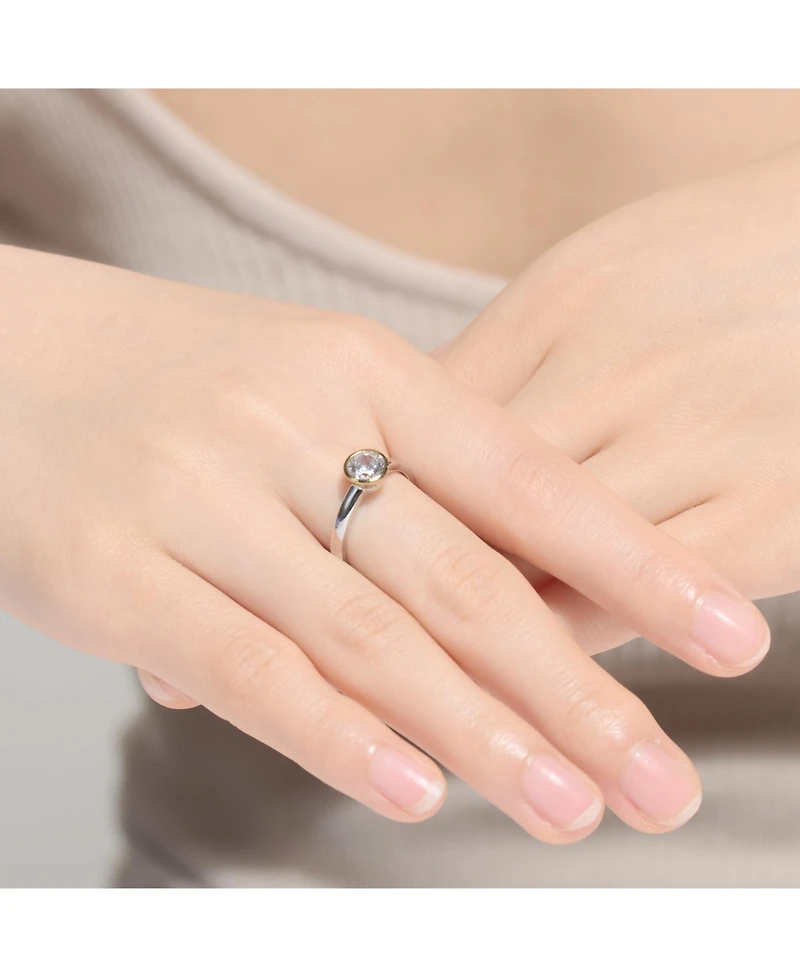 Circular Shaped Design 14K Gold Plated Sterling Silver Clear Cubic Zirconia Ring