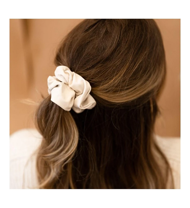 Leather Scrunchie Set - Brown Cowhide