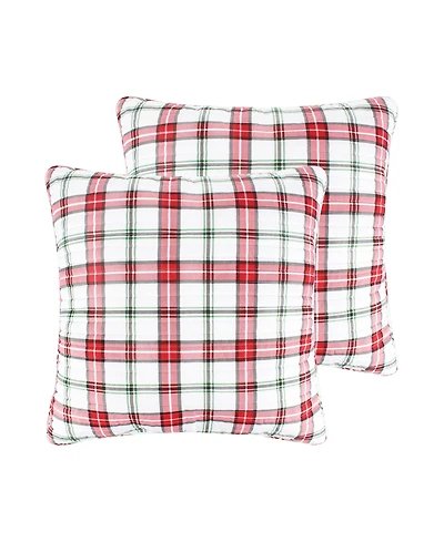 Levtex Meowy Christmas Plaid 2-Pc. Sham Set, European