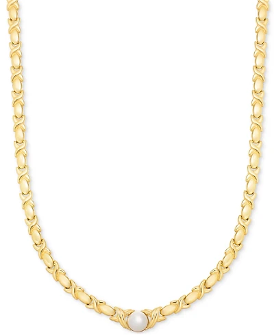 Cultured Freshwater Pearl (9mm) 18" Collar Necklace in 14k Gold-Plated Sterling Silver