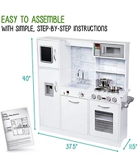 Lil' Jumbl Kitchen Set for Kids, Wooden Pretend Play Kitchen Set White