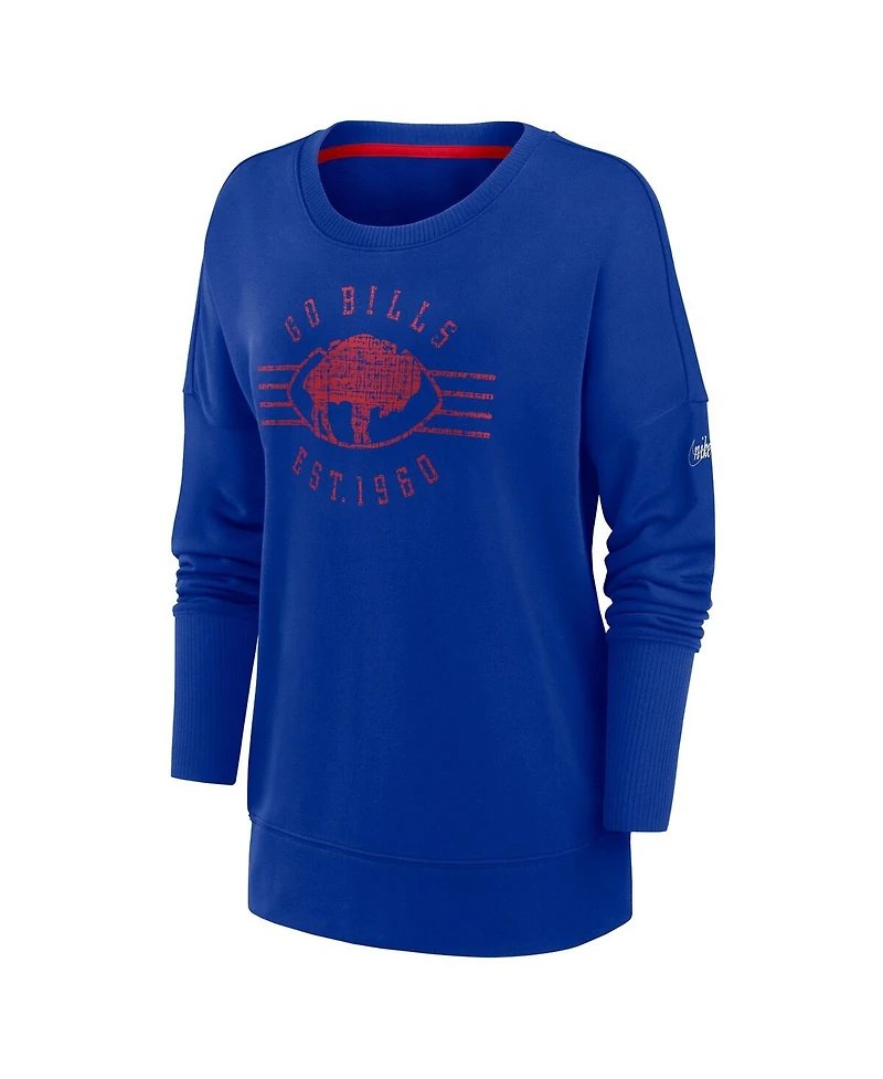 Women's Nike Royal Buffalo Bills Rewind Playback Icon Performance Pullover Sweatshirt