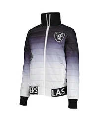 Women's The Wild Collective Black, Silver Las Vegas Raiders Color Block Full-Zip Puffer Jacket