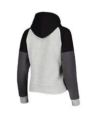 Women's Antigua Heathered Gray and Black Las Vegas Raiders Jackpot Raglan Half-Zip Pullover Hoodie