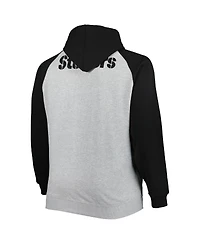 Men's Heather Gray Pittsburgh Steelers Big and Tall Fleece Raglan Full-Zip Hoodie Jacket