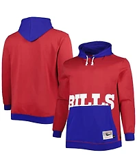 Men's Mitchell & Ness Red and Royal Buffalo Bills Big Tall Face Pullover Hoodie