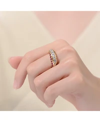 Rhodium-Plated with Cubic Zirconia Chevron Tower Slender Stacking Ring Sterling Silver