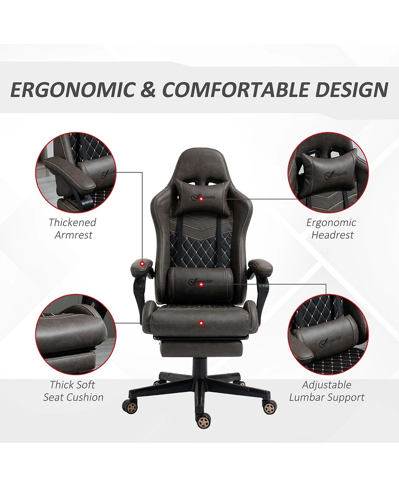 Vinsetto Adjustable High Back Gaming Chair Office Recliner w/ Footrest