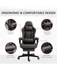 Vinsetto Adjustable High Back Gaming Chair Office Recliner w/ Footrest