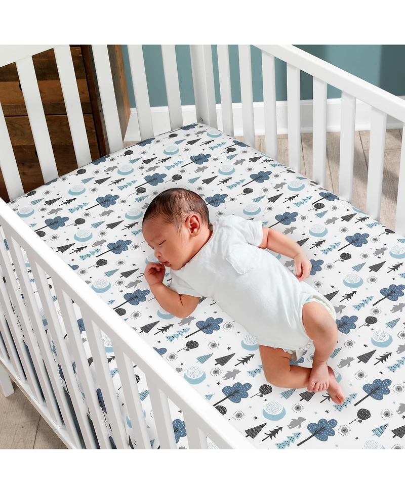 Lambs & Ivy Disney Baby Forever Pooh White/Blue Bear Fitted Crib Sheet by