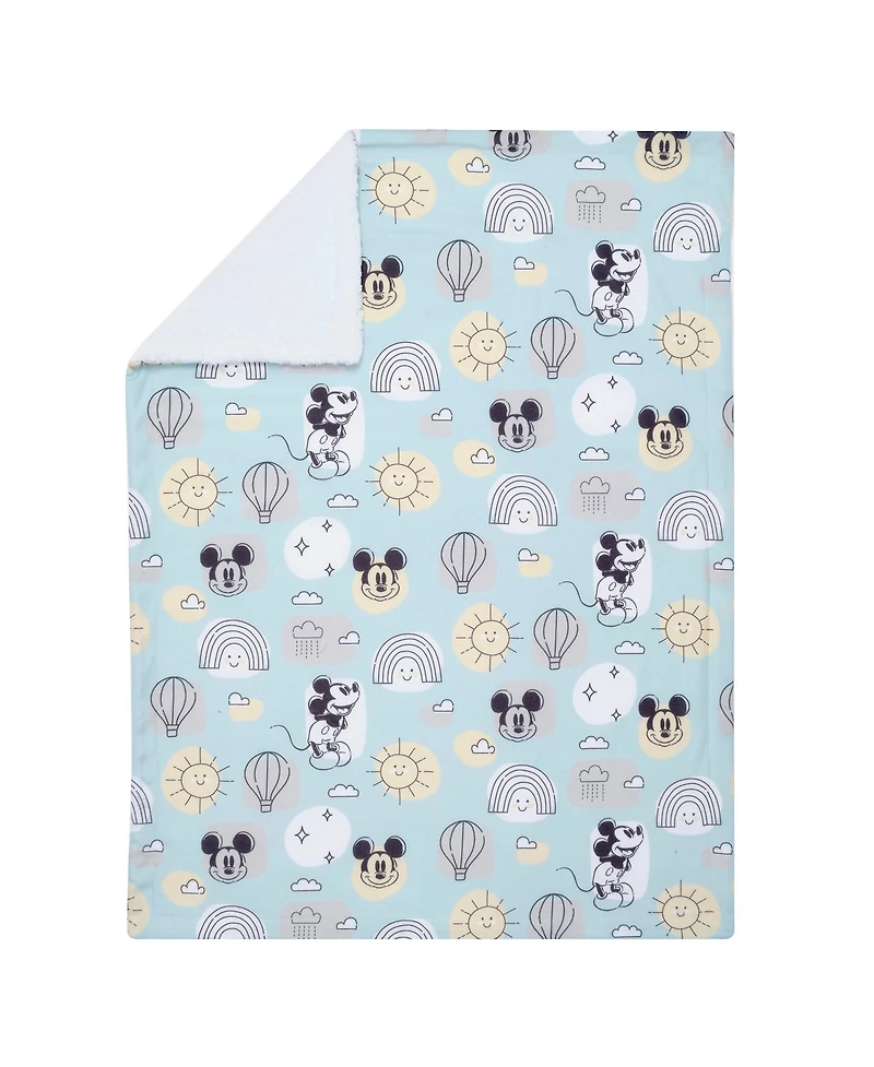 Lambs & Ivy Disney Baby Classic Mickey Mouse Blue/White Soft Fleece Baby Blanket