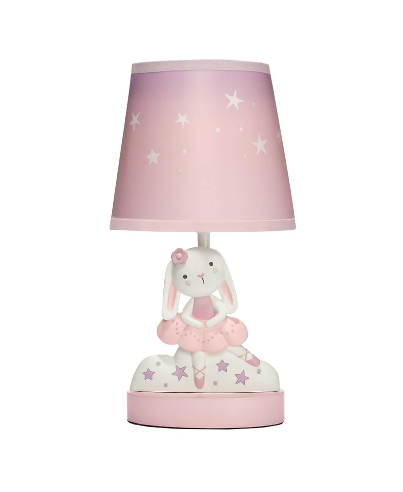 Bedtime Originals Tiny Dancer Bunny & Stars Pink Nursery Lamp with Shade & Bulb