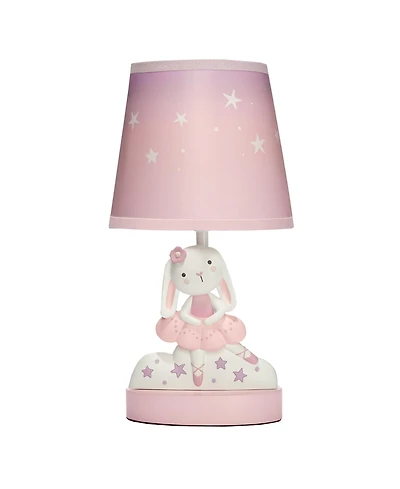 Bedtime Originals Tiny Dancer Bunny & Stars Pink Nursery Lamp with Shade & Bulb