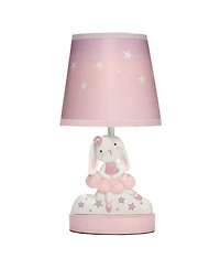 Bedtime Originals Tiny Dancer Bunny & Stars Pink Nursery Lamp with Shade & Bulb