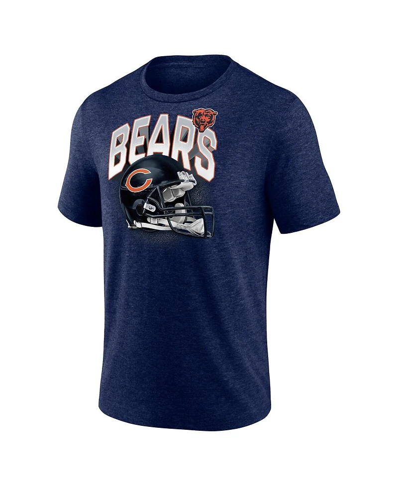 Men's Fanatics Heathered Navy Chicago Bears End Around Tri-Blend T-shirt