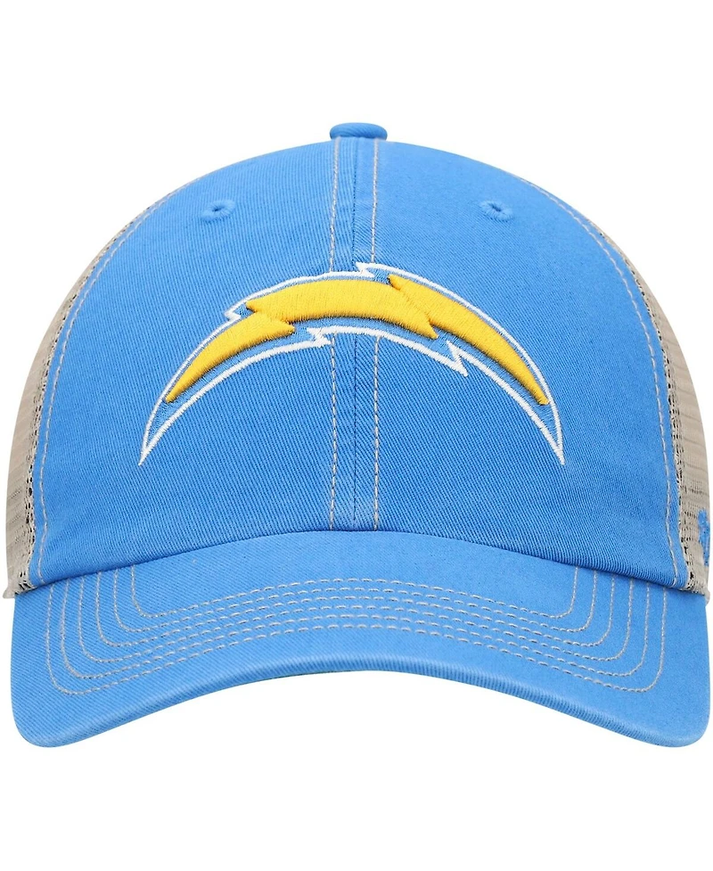Men's '47 Brand Powder Blue, Natural Los Angeles Chargers Trawler Trucker Clean Up Snapback Hat