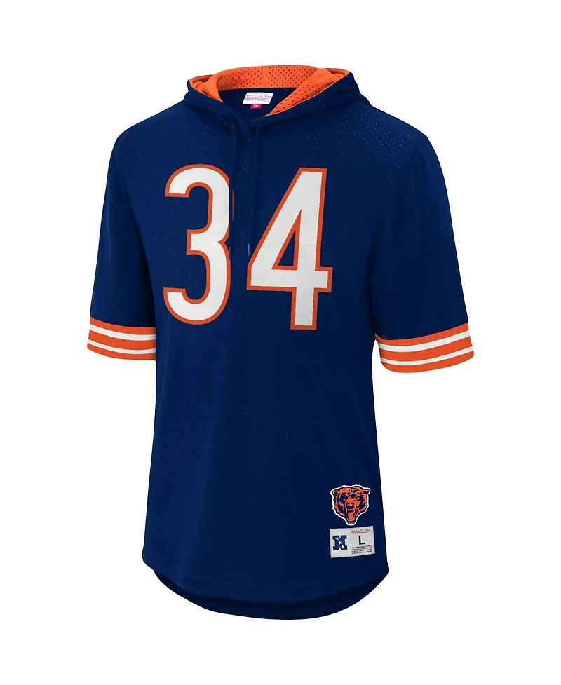 Men's Mitchell & Ness Walter Payton Navy Chicago Bears Retired Player Mesh Name and Number Hoodie T-shirt