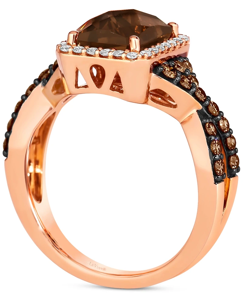 Le Vian Chocolate Quartz (2 ct. t.w.) & Diamond (5/8 ct. t.w.) Halo Twist Ring in 14k Rose Gold