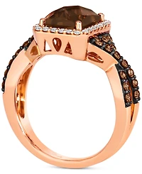 Le Vian Chocolate Quartz (2 ct. t.w.) & Diamond (5/8 ct. t.w.) Halo Twist Ring in 14k Rose Gold