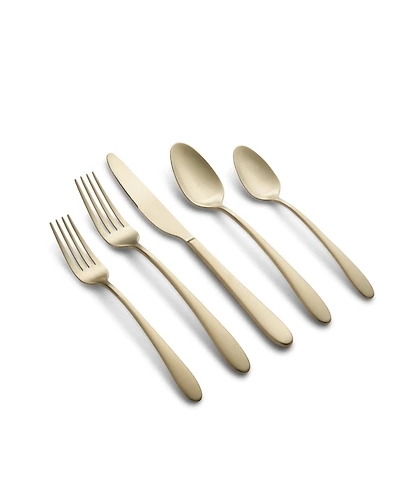 Cambridge Silversmiths Poet Champagne Satin 20 Piece 18/10 Stainless Steel Flatware Set, Service for 4