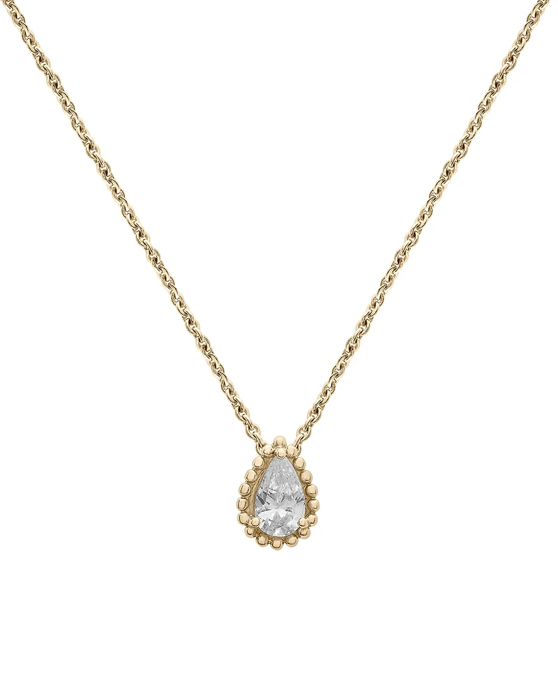 Diamond Pear Solitaire Pendant Necklace (1/4 ct. t.w.) in 14k Gold, 16" + 2" extender