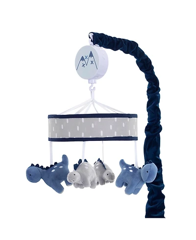 Lambs & Ivy Baby Dino Blue/Gray Dinosaur Musical Baby Crib Mobile Soother Toy