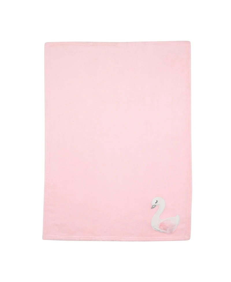 Bedtime Originals Blossom Pink/White Swan Coral Fleece Baby Blanket