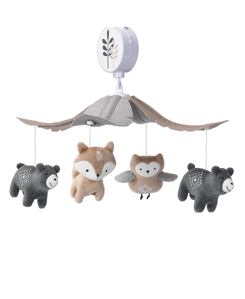 Lambs & Ivy Woodland Forest Gray/Tan Musical Baby Crib Mobile Soother Toy