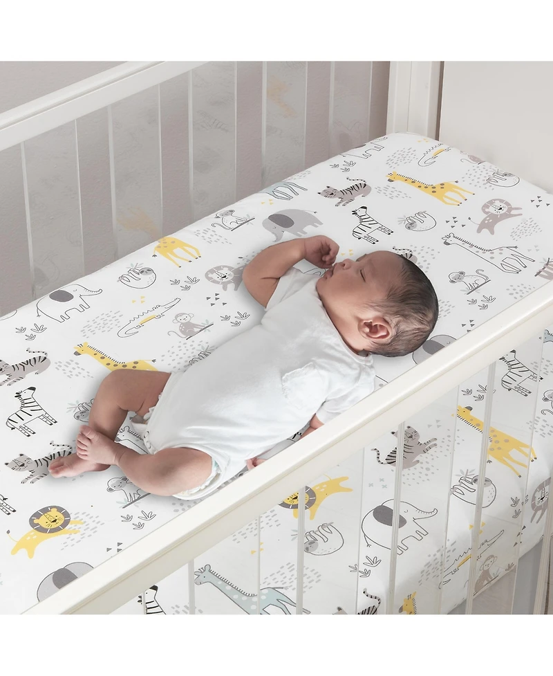 Lambs & Ivy Baby Animal Jungle Soft 100% Cotton Jersey Fitted Crib Sheet