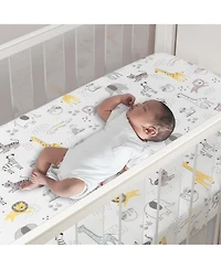 Lambs & Ivy Baby Animal Jungle Soft 100% Cotton Jersey Fitted Crib Sheet