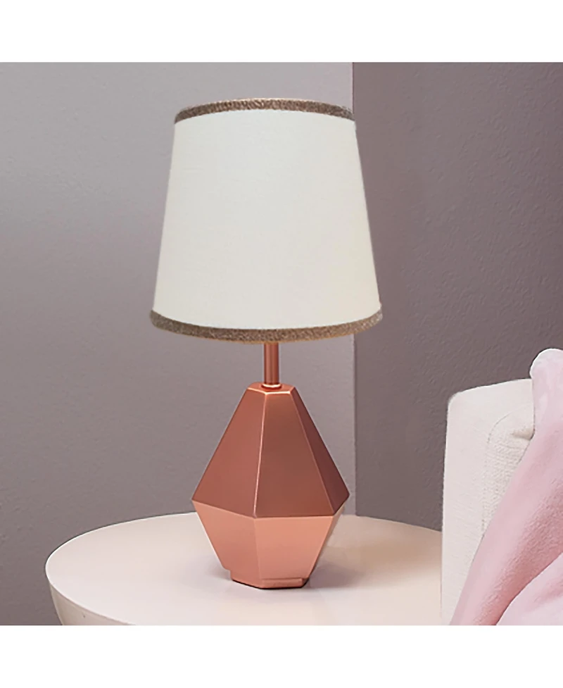 Lambs & Ivy Rose Gold Modern Hexagon Nursery Lamp with Shade & Bulb
