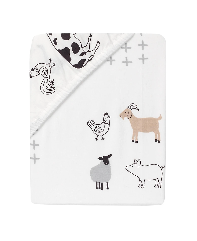 Lambs & Ivy Baby Farm Animals 100% Cotton Fitted Crib Sheet - White