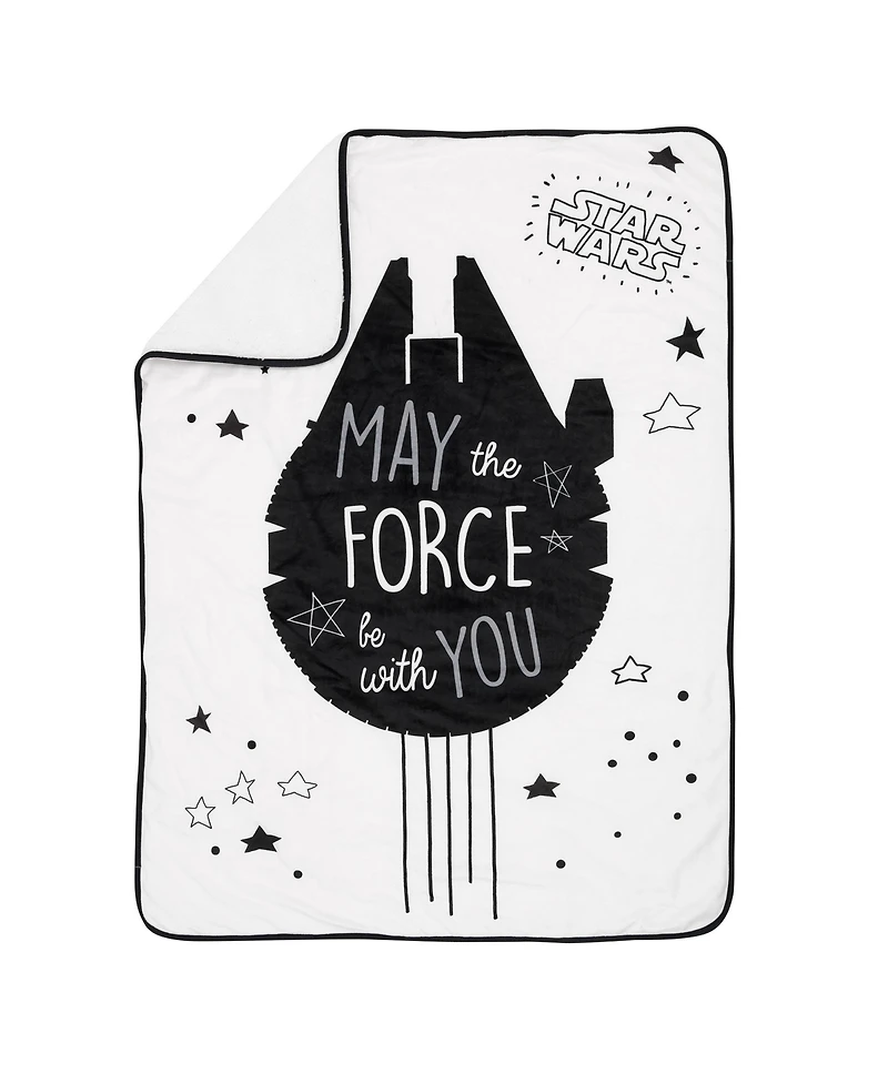 Lambs & Ivy Star Wars Millennium Falcon Black/White Soft Faux Shearling Baby Blanket