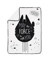 Lambs & Ivy Star Wars Millennium Falcon Black/White Soft Faux Shearling Baby Blanket
