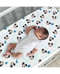 Lambs & Ivy Disney Baby Forever Mickey Mouse White Fitted Crib Sheet