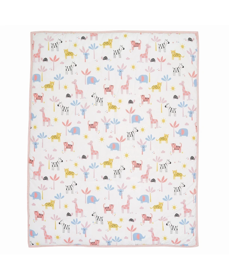 Lambs & Ivy Snuggle Jungle Pastel Safari Cotton Jersey 3-Piece Crib Bedding Set