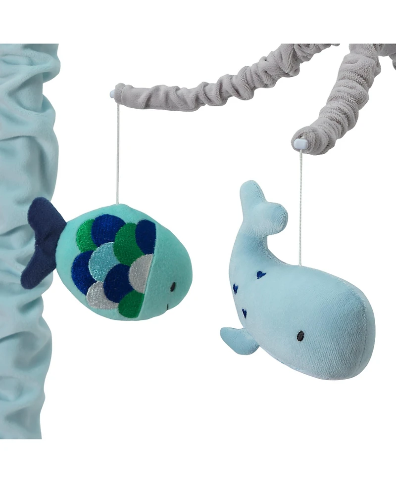 Lambs & Ivy Oceania Blue/Gray Whale/Fish Nautical/Ocean Musical Baby Crib Mobile