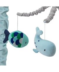 Lambs & Ivy Oceania Blue/Gray Whale/Fish Nautical/Ocean Musical Baby Crib Mobile