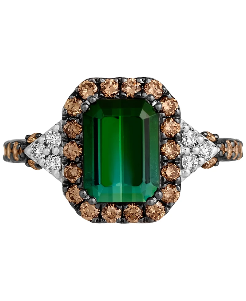 Le Vian Couture Hunters Green Tourmaline (2-1/4 ct. t.w.), Chocolate Diamonds (5/8 ct. t.w.) & Nude Diamonds (1/5 ct. t.w.) Square Halo Ring in Platin
