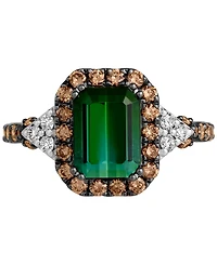 Le Vian Couture Hunters Green Tourmaline (2-1/4 ct. t.w.), Chocolate Diamonds (5/8 ct. t.w.) & Nude Diamonds (1/5 ct. t.w.) Square Halo Ring in Platin