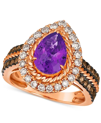Le Vian Grape Amethyst (1-5/8 ct. t.w.), Chocolate Diamonds (1/2 ct. t.w.) & Nude Diamonds (1/2 ct. t.w.) Pear-Shape Ring in 14k Rose Gold