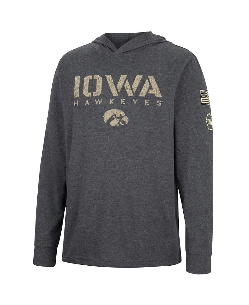 Men's Colosseum Charcoal Iowa Hawkeyes Team Oht Military-Inspired Appreciation Hoodie Long Sleeve T-shirt