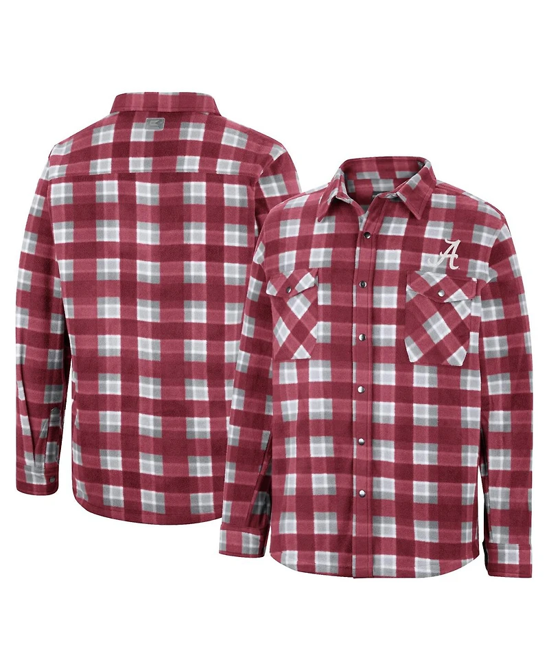 Men's Colosseum Crimson, White Alabama Crimson Tide Ellis Plaid Full-Snap Shirt Jacket