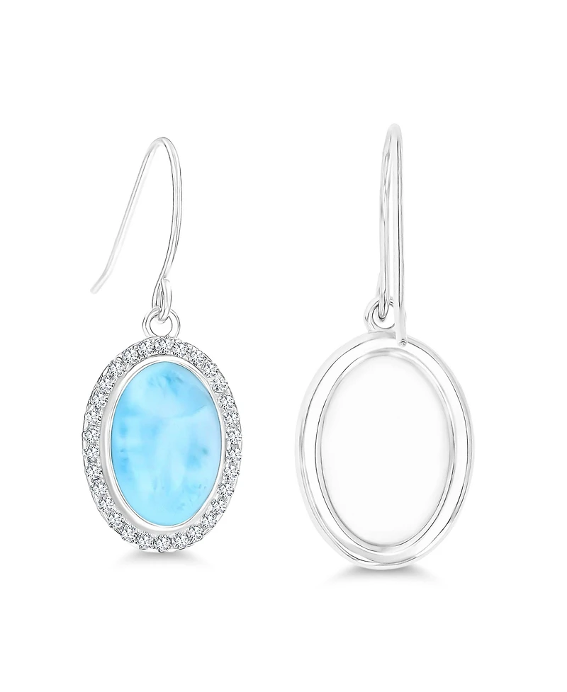 Macy's Larimar and Cubic Zirconia Fishhook Earrings (7/8 ct.t.w.) in Sterling Silver