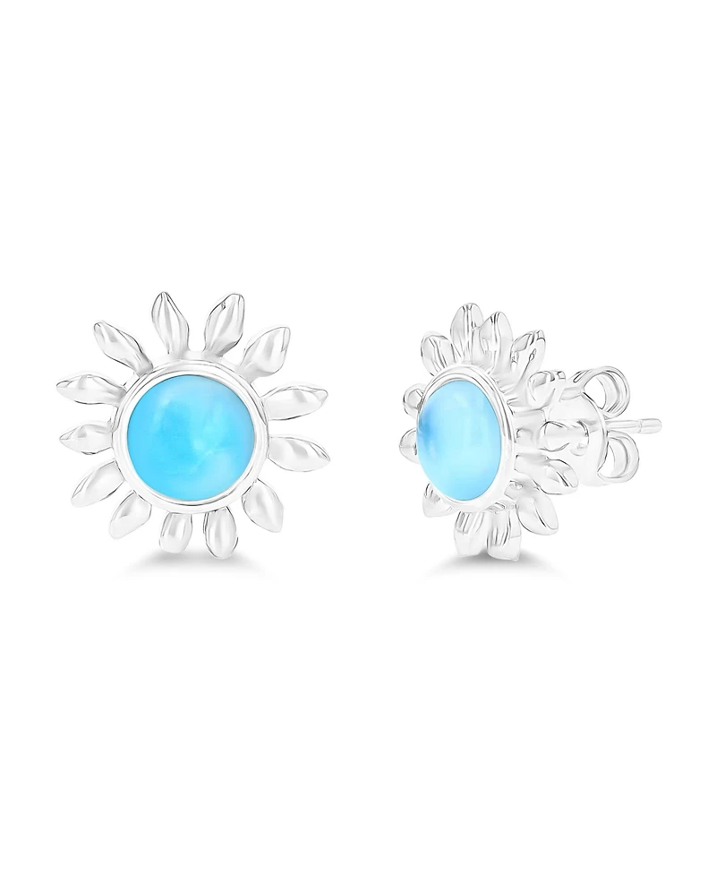 Macy's Larimar Sunflower Stud Earrings in Sterling Silver