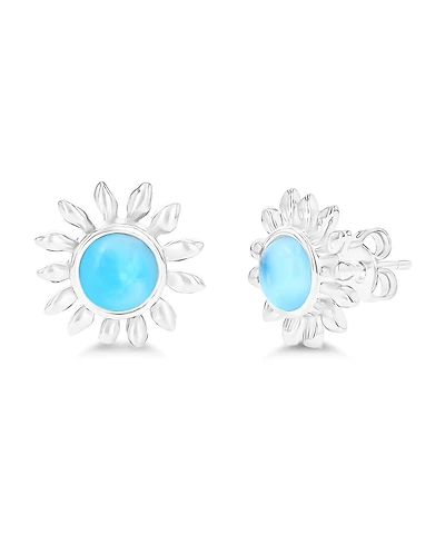 Macy's Larimar Sunflower Stud Earrings in Sterling Silver