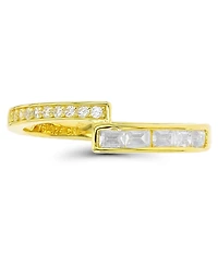 Macy's Round and Baguette Cubic Zirconia Overlapped Ring (5/8 ct. t.w.) 14 Karat Yellow Gold Over Sterling Silver