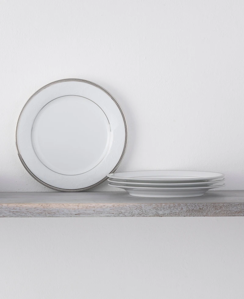 Noritake Regina Platinum Set of 4 Bread Butter and Appetizer Plates, Service For 4