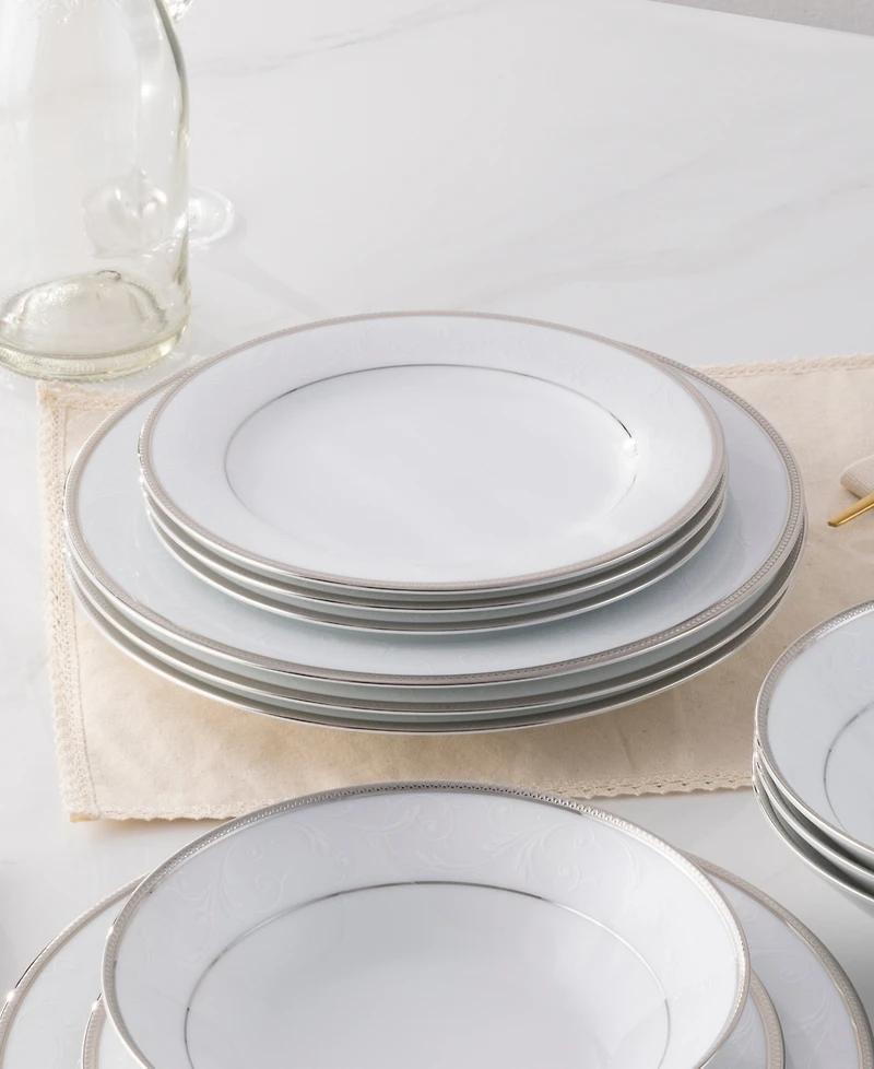 Noritake Regina Platinum Set of 4 Dinner Plates, Service For 4
